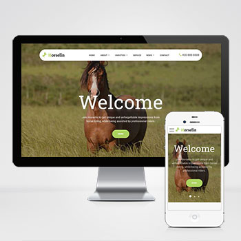 (自适应手机端)养马场畜牧业英文网站PbootCMS模板 马匹饲养养殖场网站模板下载